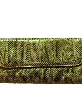 Pure Brand Tab Snakeskin Leather Fold-Over Clutch